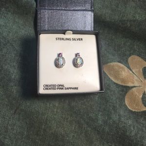 Sterling silver opal earrings